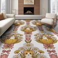 thumbnail image 1 of ODIKA 8'x10' Washable Area Rug Non-Slip Chair-Friendly Mat Cartoon Kittens Ribbon Bows Blooming Flower Border Boho Cute Refined Structured for Dining Room, Large Office, Lounge, 1 of 7