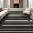 thumbnail image 1 of ODIKA 8'x10' Washable Area Rug Non-Slip Chair-Friendly Mat Distressed Ticking Lines Border Doormat Farmhouse Striped Boho Refined for Dining Room, Large Office, Lounge, 1 of 7