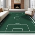 thumbnail image 1 of ODIKA 8'x10' Washable Area Rug Non-Slip Chair-Friendly Mat Field Bold Stripe Borders Center Circle Themed Doormat Door Soccer Playful for Dining Room, Large Office, Lounge, 1 of 7
