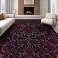 thumbnail image 1 of ODIKA 8'x10' Washable Area Rug Non-Slip Chair-Friendly Mat Gothic Pink Academia Botanical Vine Motif Decorative Purple Flower for Dining Room, Large Office, Lounge, 1 of 7
