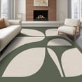 thumbnail image 1 of ODIKA 8'x10' Washable Area Rug Non-Slip Chair-Friendly Mat Green Cream Geometric Leaf Design Elegance Contemporary Art Inspired for Dining Room, Large Office, Lounge, 1 of 7