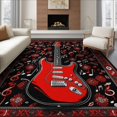 thumbnail image 1 of ODIKA 8'x10' Washable Area Rug Non-Slip Chair-Friendly Mat Guitar Music Rock Notes Treble Clef Border Record Vinyl Themed for Dining Room, Large Office, Lounge, 1 of 7