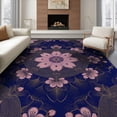 thumbnail image 1 of ODIKA 8'x10' Washable Area Rug Non-Slip Chair-Friendly Mat Japanese Cherry Concentric Border Petal Tufted Chinese Asian for Dining Room, Large Office, Lounge, 1 of 7