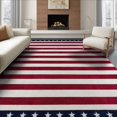 thumbnail image 1 of ODIKA 8'x10' Washable Area Rug Non-Slip Chair-Friendly Mat July Patriotic Stars Stripes Independence Fourth Reinforced Flannel for Dining Room, Large Office, Lounge, 1 of 7
