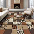 thumbnail image 1 of ODIKA 8'x10' Washable Area Rug Non-Slip Chair-Friendly Mat Mosaic Tonal Patchwork Blocks Brindle Bold Cow Print Spotted Playful Expressive for Dining Room, Large Office, Lounge, 1 of 7