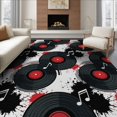 thumbnail image 1 of ODIKA 8'x10' Washable Area Rug Non-Slip Chair-Friendly Mat Music Retro Note Record Album Round Repeating Circle Movie Vinyl for Dining Room, Large Office, Lounge, 1 of 7