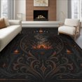 thumbnail image 1 of ODIKA 8'x10' Washable Area Rug Non-Slip Chair-Friendly Mat Orange Dark Charcoal Mystical Design Intricate Occult Motif with Celestial Symbols for Dining Room, Large Office, Lounge, 1 of 7