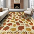 thumbnail image 1 of ODIKA 8'x10' Washable Area Rug Non-Slip Chair-Friendly Mat Orange Mid Burnt Century Scattered Fall Motifs Interlocking Bathroom for Dining Room, Large Office, Lounge, 1 of 7