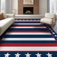 thumbnail image 1 of ODIKA 8'x10' Washable Area Rug Non-Slip Chair-Friendly Mat Patriotic Stripes Motif Farmhouse Border Independence July Door Refined for Dining Room, Large Office, Lounge, 1 of 7