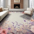 thumbnail image 1 of ODIKA 8'x10' Washable Area Rug Non-Slip Chair-Friendly Mat Pink Boho Vintage Trailing Wildflower Scroll Border Distressed for Dining Room, Large Office, Lounge, 1 of 7