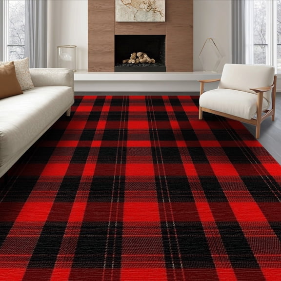 ODIKA Plaid Tartan Gingham Striped Checkered Field Front Layering Large for Dining Room, Office, Lounge, Non-Slip Chair-Friendly