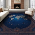thumbnail image 1 of ODIKA 8'x10' Washable Area Rug Non-Slip Chair-Friendly Mat Planetary Galaxy Continent Motif Circles Continents Round Map Refined for Dining Room, Large Office, Lounge, 1 of 7