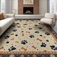 thumbnail image 1 of ODIKA 8'x10' Washable Area Rug Non-Slip Chair-Friendly Mat Print Paws Boho Scattered Bones Spotted Details Alfombra Para for Dining Room, Large Office, Lounge, 1 of 7