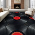 thumbnail image 1 of ODIKA 8'x10' Washable Area Rug Non-Slip Chair-Friendly Mat Record Retro Vinyl Phonograph Disc Motif Round Concentric Shaped for Dining Room, Large Office, Lounge, 1 of 7