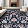 thumbnail image 1 of ODIKA 8'x10' Washable Area Rug Non-Slip Chair-Friendly Mat Scatter Pink Boho Delicate Scroll Vine Border Entry Door Entryway for Dining Room, Large Office, Lounge, 1 of 7