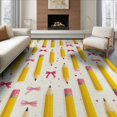 thumbnail image 1 of ODIKA 8'x10' Washable Area Rug Non-Slip Chair-Friendly Mat School Classroom Pencil Coquette Ribbon Border Teacher Preschool for Dining Room, Large Office, Lounge, 1 of 7