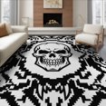 thumbnail image 1 of ODIKA 8'x10' Washable Area Rug Non-Slip Chair-Friendly Mat Skull Pixelated Beast Cranium Geometric Block Framework Edgy for Dining Room, Large Office, Lounge, 1 of 7