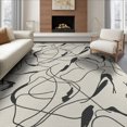 thumbnail image 1 of ODIKA 8'x10' Washable Area Rug Non-Slip Chair-Friendly Mat White Interlocking Lines With Modern Motif Abstract Black And Playful Expressive for Dining Room, Large Office, Lounge, 1 of 7