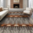 thumbnail image 1 of ODIKA 8'x10' Washable Area Rug Non-Slip Chair-Friendly Mat Wilderness Mountain Scene With Pine Forest And Deer Bear Motif Cabin Flowing for Dining Room, Large Office, Lounge, 1 of 7