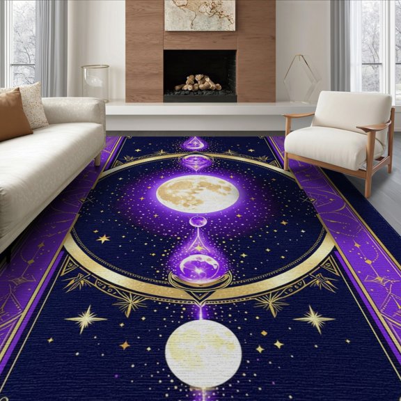 ODIKA 8'x10' Washable Area Rug Non-Slip Chair-Friendly Mat Witchy Eight Optical Illusion Happens Made Irregular Shaped Music for Dining Room, Large Office, Lounge