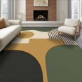 thumbnail image 1 of ODIKA 8'x10' Washable Area Rug Olive and Mustard Geometric Design Bold Abstract Shapes with Striped Accents for Dining Room, Large Office, Lounge, Non-Slip Chair-Friendly Mat, 1 of 7