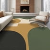 Washable Abstract Shape Rug ODIKA 8'x10' Washable Area Rug Navy and Mustard Geometric Design Modern ...
