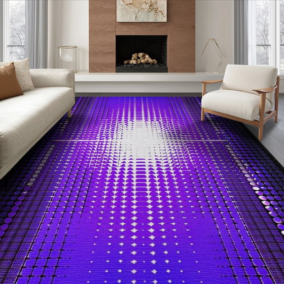 ODIKA 8'x10' Washable Area Rug Optical Illusion Hexagon Grid Abstract Dimensional Geometric for Living Room, Under Sectional, Family , Durable, Non-Slip