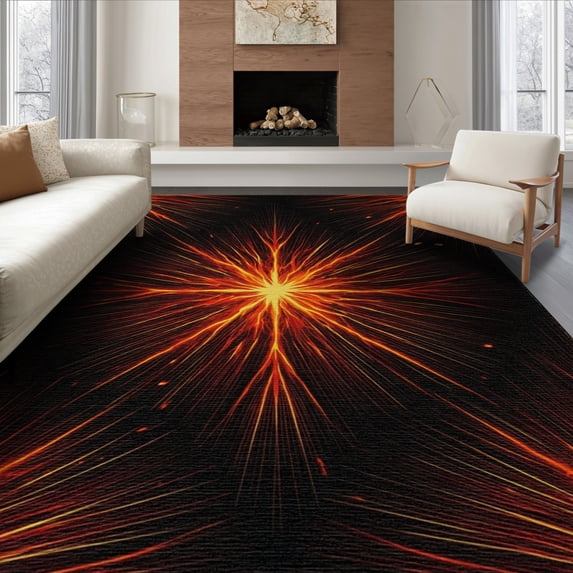 ODIKA 8'x10' Washable Area Rug Optical Illusion Print Molten Cracked Flow Volcanic Abstract Refined Structured for King Size Bedroom Under Bed, Master Suite, Non-Shedding, Easy Care