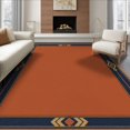 thumbnail image 1 of ODIKA 8'x10' Washable Area Rug Orange Rust Geometric Border Design Art Style with Bold for King Size Bedroom Under Bed, Master Suite, Non-Shedding, Easy Care, 1 of 7