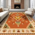thumbnail image 1 of ODIKA 8'x10' Washable Area Rug Orange Rust Geometric Medallion Intricate Motif with Floral Accents for Living Room, Under Sectional, Family , Durable, Non-Slip, 1 of 7