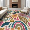 thumbnail image 1 of ODIKA 8'x10' Washable Area Rug Pastel Floral Whimsy Artistic Design Vibrant Botanical With Playful Modern Twist for Living Room, Under Sectional, Family , Durable, Non-Slip, 1 of 7