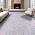 thumbnail image 1 of ODIKA 8'x10' Washable Area Rug Pastel Grid Design Star Accent Fantasy Theme Decorative for King Size Bedroom Under Bed, Master Suite, Non-Shedding, Easy Care, 1 of 7