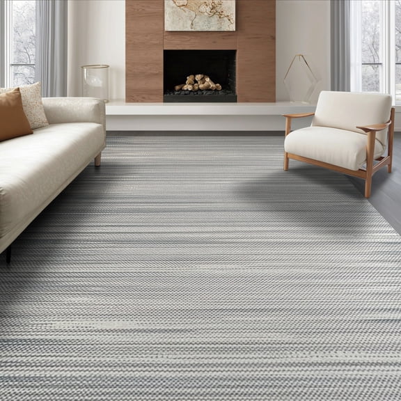 ODIKA 8'x10' Washable Area Rug Pile Abstract Neutral Marled Heather Subtle Tonal Flecks Beige for Dining Room, Large Office, Lounge, Non-Slip Chair-Friendly Mat