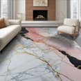 thumbnail image 1 of ODIKA 8'x10' Washable Area Rug Pink Abstract Grey Gradient Veined Borders Border Swirling Veining for Dining Room, Large Office, Lounge, Non-Slip Chair-Friendly Mat, 1 of 7