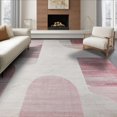 thumbnail image 1 of ODIKA 8'x10' Washable Area Rug Pink Abstract Interlocking Shapes Minimalist Watercolor Brushstroke for Dining Room, Large Office, Lounge, Non-Slip Chair-Friendly Mat, 1 of 7