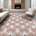 thumbnail image 1 of ODIKA 8'x10' Washable Area Rug Pink Delicate Print Ornate Traditional Border Frame Round for Dining Room, Large Office, Lounge, Non-Slip Chair-Friendly Mat, 1 of 7
