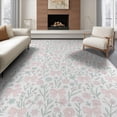 thumbnail image 1 of ODIKA 8'x10' Washable Area Rug Pink Delicate Ribbon Scattered Blossoms Sage Coquette Blush Freeform for King Size Bedroom Under Bed, Master Suite, Non-Shedding, Easy Care, 1 of 7