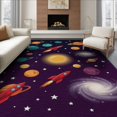 thumbnail image 1 of ODIKA 8'x10' Washable Area Rug Playroom Science Theme Educational Classroom Themed Cartoon Rocket for Dining Room, Large Office, Lounge, Non-Slip Chair-Friendly Mat, 1 of 7