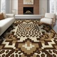 thumbnail image 1 of ODIKA 8'x10' Washable Area Rug Print Spotted Southwestern Border Brindle Patchwork Bold Cow Flowing Dynamic for Dining Room, Large Office, Lounge, Non-Slip Chair-Friendly Mat, 1 of 7