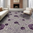 thumbnail image 1 of ODIKA 8'x10' Washable Area Rug Purple Deep Bug Eggplant Boho Featuring Delicate Florals Poppy for King Size Bedroom Under Bed, Master Suite, Non-Shedding, Easy Care, 1 of 7