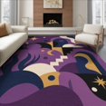 thumbnail image 1 of ODIKA 8'x10' Washable Area Rug Purple Gold Abstract Celestial Design Geometric and Astral Motifs with Modern Artistry for Living Room, Under Sectional, Family , Durable, Non-Slip, 1 of 7