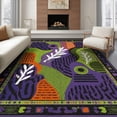 thumbnail image 1 of ODIKA 8'x10' Washable Area Rug Purple Green Vibrant Abstract Leafy Dynamic Geometric Design with Bold Accents for Living Room, Under Sectional, Family , Durable, Non-Slip, 1 of 7