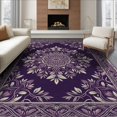 thumbnail image 1 of ODIKA 8'x10' Washable Area Rug Purple Symmetrical Botanical Motif Bordered Traditional Cover for Living Room, Under Sectional, Family , Durable, Non-Slip, 1 of 7