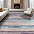 thumbnail image 1 of ODIKA 8'x10' Washable Area Rug Rag Chindi Knit Striped Boho Farmhouse Bordered Stripes Multi for Dining Room, Large Office, Lounge, Non-Slip Chair-Friendly Mat, 1 of 7