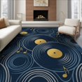 thumbnail image 1 of ODIKA 8'x10' Washable Area Rug Record Retro Abstract Music Note Groove Swirl Grooves Disc Vinyl Cd Playful for King Size Bedroom Under Bed, Master Suite, Non-Shedding, Easy Care, 1 of 7
