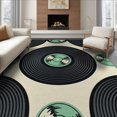 thumbnail image 1 of ODIKA 8'x10' Washable Area Rug Record Retro Vintage Music Spinning Grooves Concentric Disc Vinyl Cd Playful for King Size Bedroom Under Bed, Master Suite, Non-Shedding, Easy Care, 1 of 7