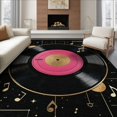 thumbnail image 1 of ODIKA 8'x10' Washable Area Rug Record Vinyl Vintage Disc Music Note Groove Cd Shaped Round Shape for Dining Room, Large Office, Lounge, Non-Slip Chair-Friendly Mat, 1 of 7