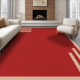 thumbnail image 1 of ODIKA 8'x10' Washable Area Rug Red Beige Minimalist Geometric Design Elegant Rectangular Layout with Modern Stripes for Dining Room, Large Office, Lounge, Non-Slip Chair-Friendly Mat, 1 of 7
