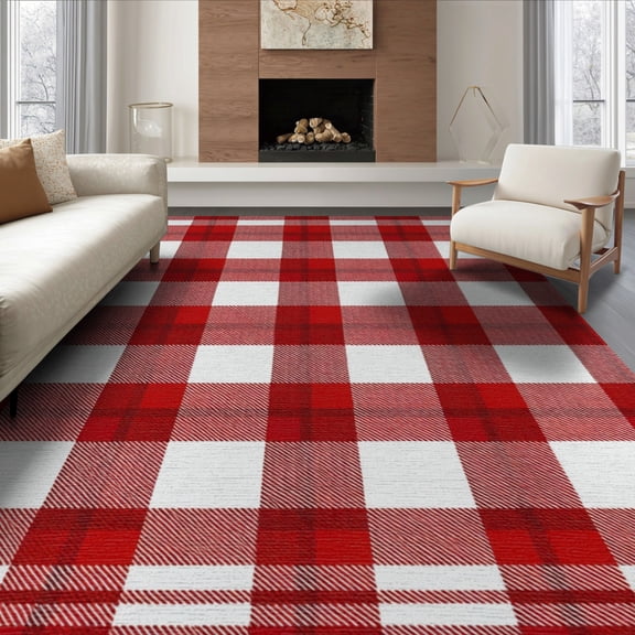 Check Rug Big Christmas Plaid Rugs for Festive Home Decor