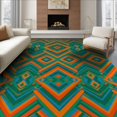 thumbnail image 1 of ODIKA 8'x10' Washable Area Rug Retro Abstract Prism Bold Bands Vibrant Classroom Mid Striped Century Playful for Dining Room, Large Office, Lounge, Non-Slip Chair-Friendly Mat, 1 of 7